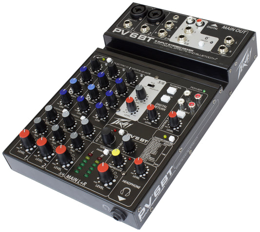 CONSOLA ANALOGA 6 CANALES 2 MIC-LINE 2 ST IN 1 AUX POST CON DSP FX USB-BT