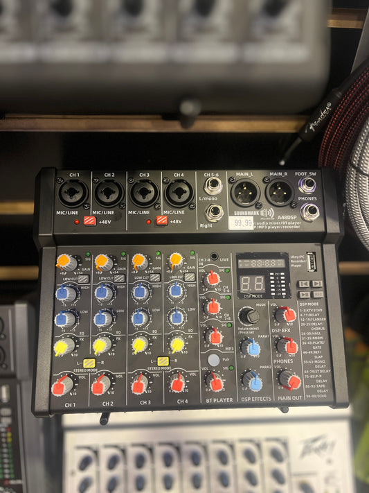 Consola Soundmark A48DSP 6CH con 4 XLR Input USB/BT